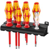 ASSORTIMENTO DI GIRAVITE KRAFTFORM PLUS SERIE 100 + TESTER DI FASE UNIPOLARE + SUPPORTO, 7 PEZZI 05006147001 WERA 160 I/7 VDE R