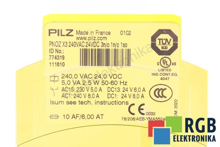 PNOZ X3 240VAC 24VDC 3N/O 1N/C 1SO PILZ 774319 RELE DI SICUREZZA