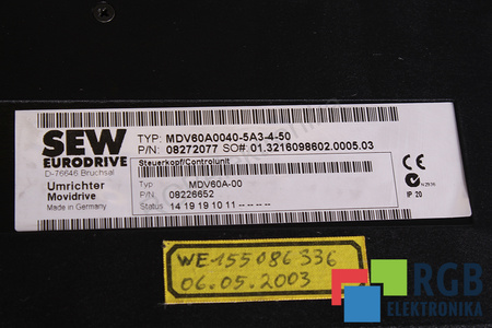 MDV60A0040-5A3-4-50 SEW EURODRIVE MOVIDRIVE