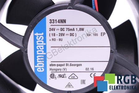 3314NN EBM PAPST 92X92X32MM, 24V, 0.075A VENTILATORE
