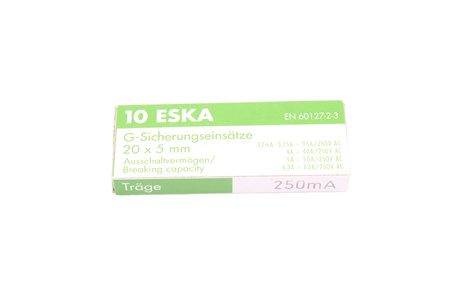 FUSIBILE RITARDATO 522.511 ESKA ZKT-0.25A 250V, 0.25A, 5X20MM, 10PCS