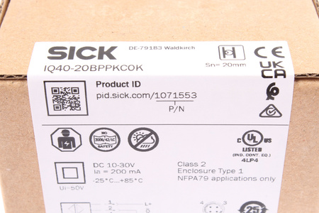 IQ40-20BPPKC0K SICK 1071553 SENSORE DI PROSSIMITA INDUTTIVO
