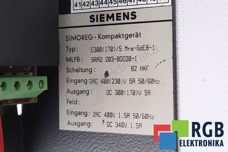 6RA2203-8DD20-1 SIEMENS SIMOREG MRE-GDE8-1 E300(170)/5
