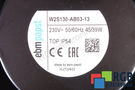 W2S130AB0313 EBM PAPST W2S130-AB03-13 172X150X55MM, 230V, 172MM VENTILATORE
