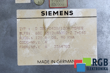 6SC6512-4AA02-Z Z=E45 D380-D430/120A SIEMENS SIMODRIVE 650