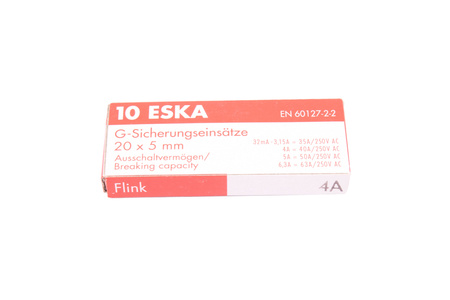 FUSIBILE CILINDRICO RAPIDO IN VETRO 520.623 ESKA ZKS-4A 250V, 4A, 5X20MM, 10PCS