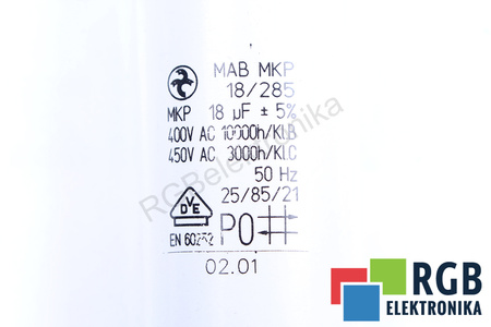 CONDENSATORE MAB MKP 18/285 18UF, 400/450V