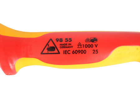 COLTELLO SPELLACAVI CON PATTINO DI GUIDA 9855 KNIPEX 98 55 180X46X26MM 38MM