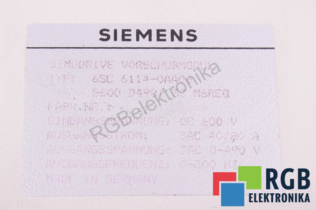 6SC6114-0AA00 SIEMENS SIMODRIVE 611 D490/33 M6REQ