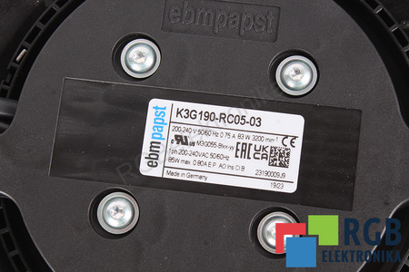K3G190RC0503 EBM PAPST K3G190-RC05-03 83W 230V, 0.75A VENTILATORE