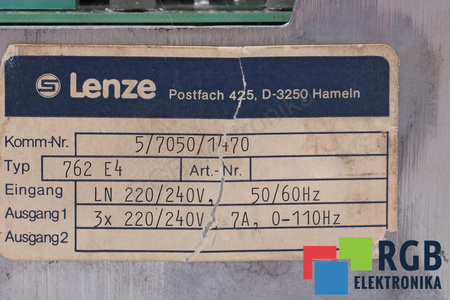 762 E4 LENZE 762E4 324 515 EIN 220/240V