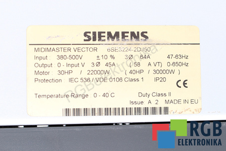 6SE3224-2DJ50 SIEMENS MIDIMASTER VECTOR