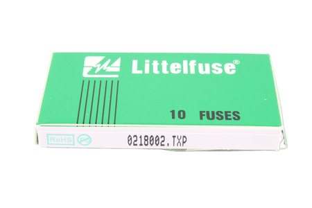 FUSIBILE CILINDRICO RITARDATO IN VETRO 0218002.TXP LITTELFUSE 250V, 2A, 5X20MM, 10PCS