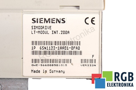 6SN1123-1AA01-0FA0 SIEMENS SIMODRIVE 611 VERSION F LT-MOD INT. 200A