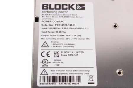 PCC-0124-100-2 BLOCK ALIMENTATORE A COMMUTAZIONE (SMPS)