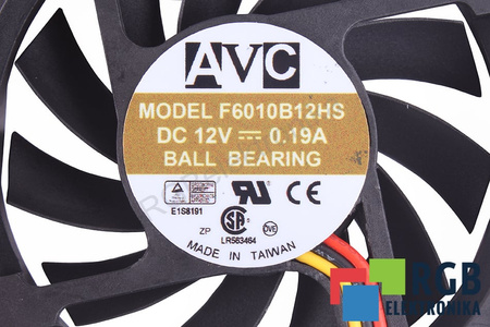 F6010B12HS AVC 12V, 0.19A, 60X60X10MM VENTILATORE
