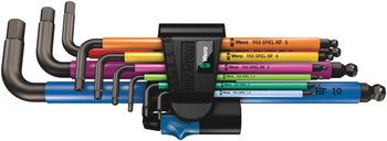 ASSORTIMENTO DI CHIAVI A L, METRICHE, BLACKLASER, CON FUNZIONE DI RITEGNO, 9 PEZZI 05022210001 WERA 950/9 HEX-PLUS MULTICOLOUR HF 1