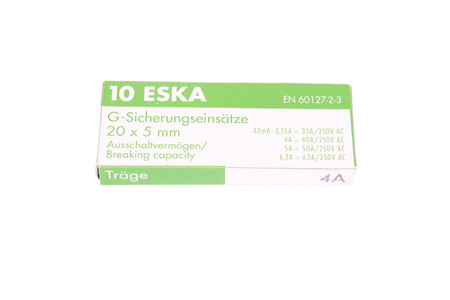 FUSIBILE CILINDRICO RITARDATO IN VETRO 522.523 ESKA ZKT-4A 250V, 4A, 5X20MM, 10PCS