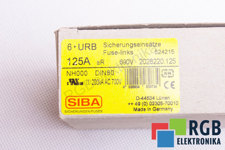 FUSIBILE 2028220 SIBA ULTRA RAPID NH000 125A, 690V, 200KA