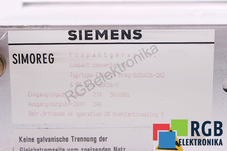 6RA2116-6DK26-0 SIEMENS SIMOREG K MREQ-GCG6K26-2A3 E260/24