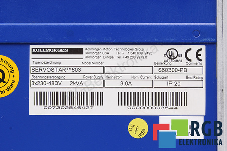 SERVOSTAR 603 KOLLMORGEN SEIDEL S060300-PB