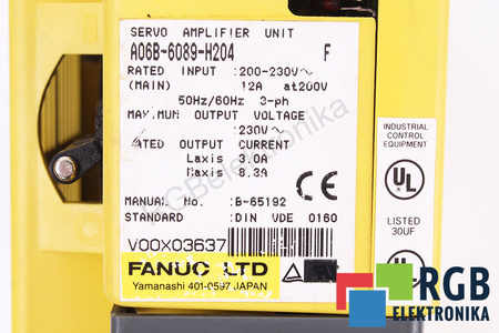 A06B-6089-H204 FANUC SERVO AMPLIFIER UNIT