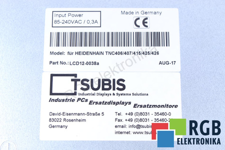 12-0038 RICAMBIO PER HEIDENHAIN BC110B TNC407 BC110B TNC425 BC110B TNC406 BC110B TNC415 BC110B TNC426 MONITOR LCD