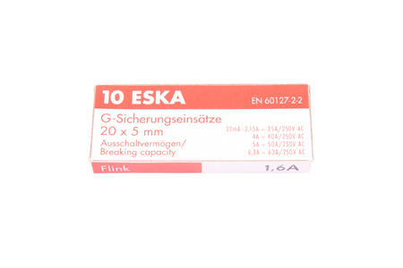 FUSIBILE CILINDRICO RAPIDO IN VETRO 520.619 ESKA ZKS-1.6A 250V, 1.6A, 5X20MM, 10PCS